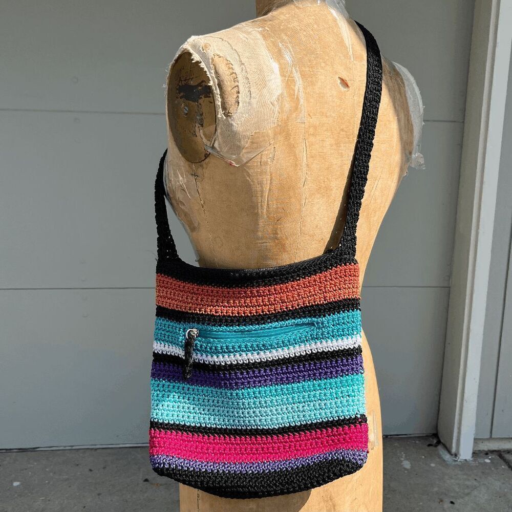 The Sak Delray Stripe Crochet Crossbody Bag | Colorful Boho Chic Purse